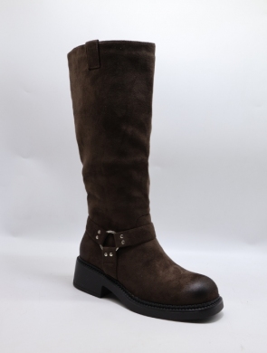 Kozaki damskie na płaskim (36-41) 68356 BROWN