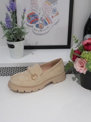 Mokasyny damskie na płaskim (36-41) 77-435 BEIGE