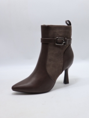Botki damskie ocieplane na szpilce (36-41) 9184 BROWN