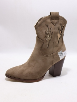 Botki damskie ocieplane na obcasie (36-41) 21087 KHAKI