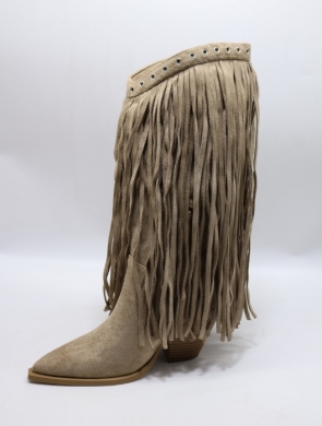 Kozaki damskie na obcasie (36-41) 2533A KHAKI
