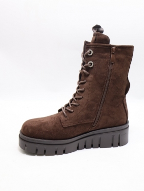Botki damskie ocieplane na płaskim (36-41) 23035-57 BROWN