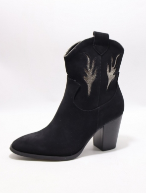 Botki damskie ocieplane na obcasie (36-41) 21087 BLACK
