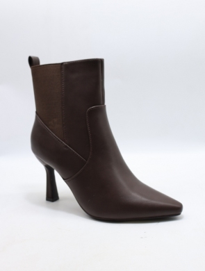 Botki damskie ocieplane na szpilce (36-41) 9182 BROWN