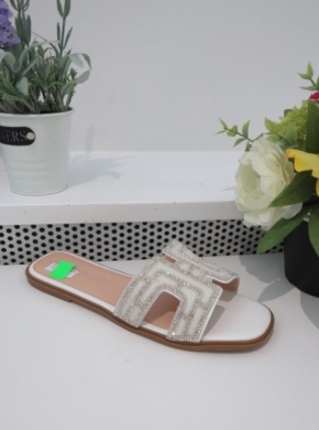 Klapki damskie na płaskim (36-41) P3097-22 WHITE