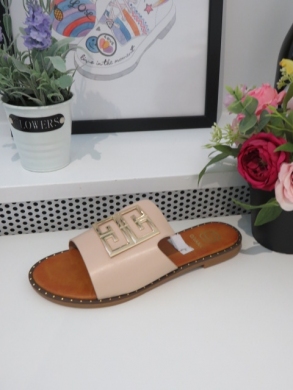 Klapki damskie na płaskim (36-41) M12 BEIGE