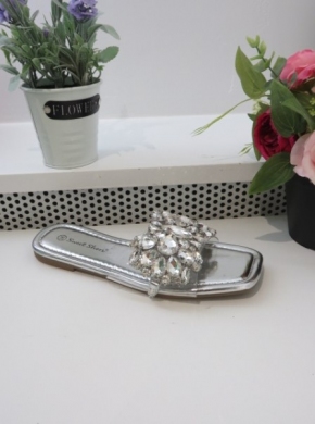 Klapki damskie na płaskim (36-41) W952 SILVER