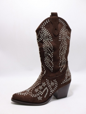 Kozaki damskie na obcasie (36-41) DF052 BROWN