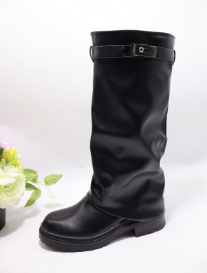Kozaki damskie ocieplane na obcasie (36-41) 68-33 BLACK