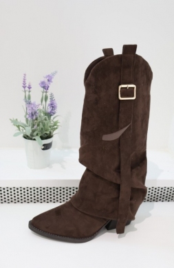 Kozaki damskie na obcasie (36-41) CLS-621 BROWN