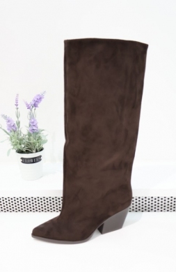 Kozaki damskie na obcasie (36-41) 2579A-1 BROWN