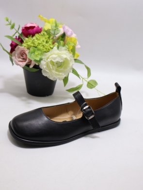 Baleriny damskie (36-41) P-318 BLACK-SKÓRA