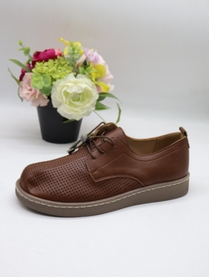 Półbuty damskie na płaskim (39-43) DTC06-2 BROWN