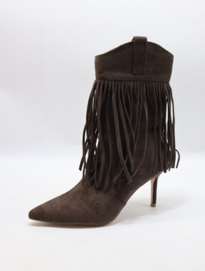 Botki damskie na szpilce (36-41) I2875 BROWN