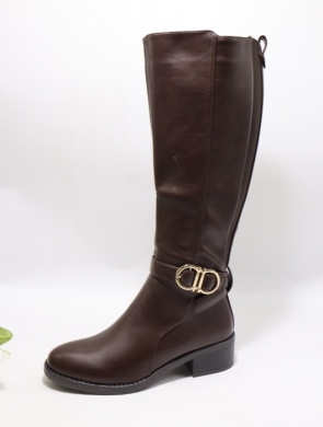 Kozaki damskie na płaskim (36-41) 68321 BROWN
