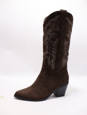 Kozaki damskie ocieplane na obcasie (36-41) 5555 BROWN
