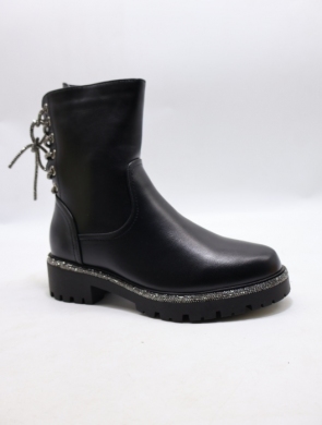 Botki damskie ocieplane na płaskim (36-41) AM7502 BLACK