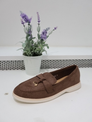 Mokasyny damskie na płaskim (36-41) H8-585 BROWN