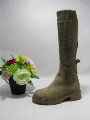 Kozaki damskie na płaskim (36-41) 9511A KHAKI