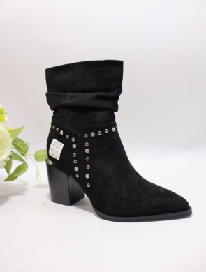 Botki damskie ocieplane na obcasie (36-41) 4490 BLACK
