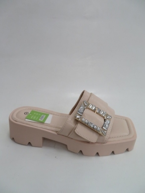 Klapki damskie na obcasie (36-41) SS-135 BEIGE