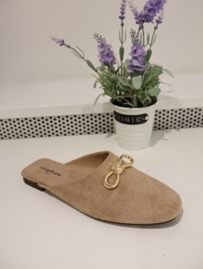 Klapki damskie na płaskim (36-41) P1506 KHAKI