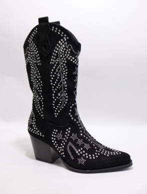 Kozaki damskie na obcasie (36-41) DF052 BLACK