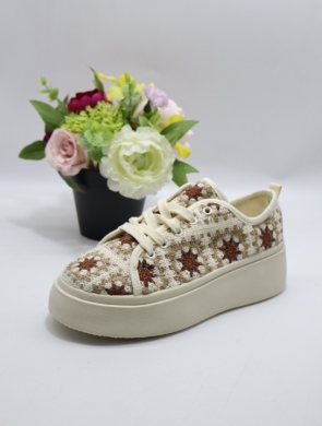 Buty sportowe damskie na płaskim (36-41) 6386 BEIGE