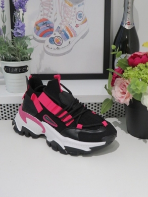 Buty sportowe damskie na płaskim (36-41) A88-121 BLACK/FUCHSIA