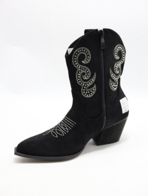 Kozaki damskie ocieplane na obcasie (36-41) 5525 BLACK