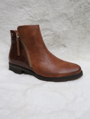 Botki damskie ocieplane na płaskim (36-41) C781 BROWN