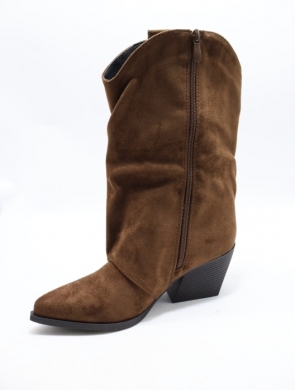 Kozaki damskie ocieplane na obcasie (36-41) RQ551 BROWN