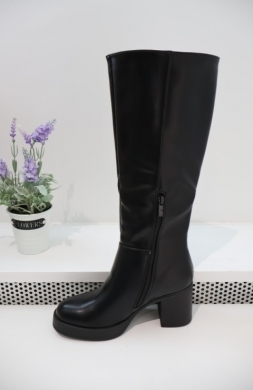 Kozaki damskie ocieplane na obcasie (36-41) 1615 BLACK