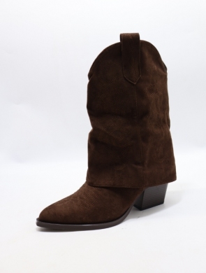 Kozaki damskie ocieplane na obcasie (36-41) BM196 BROWN
