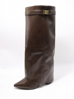 Kozaki damskie na obcasie (36-41) 8623 BROWN