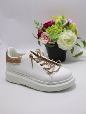 Buty sportowe damskie na płaskim (37-41) 113 WH/CHAM
