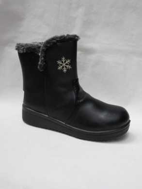 Botki damskie ocieplane na płaskim (37-42) 6809-1 BLACK