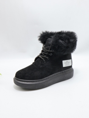 Botki damskie ocieplane na płaskim (36-41) WW060 BLACK