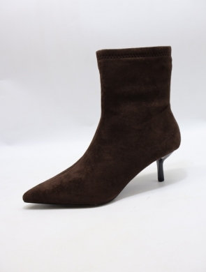Botki damskie ocieplane na szpilce (36-41) 8-985 BROWN