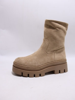 Botki damskie ocieplane na płaskim (36-41) NB004 KHAKI