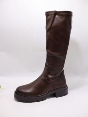Kozaki damskie na płaskim (36-41) 5828 BROWN
