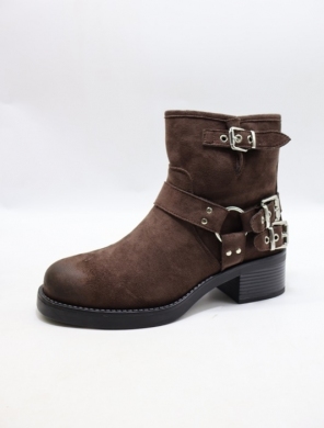 Botki damskie ocieplane na obcasie (36-41) A-917 BROWN