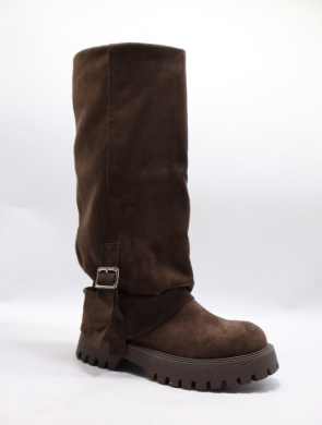 Kozaki damskie na płaskim (36-41) 7659A BROWN