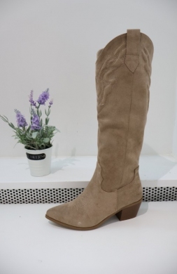 Kozaki damskie na obcasie (36-41) 7678A-1 KHAKI